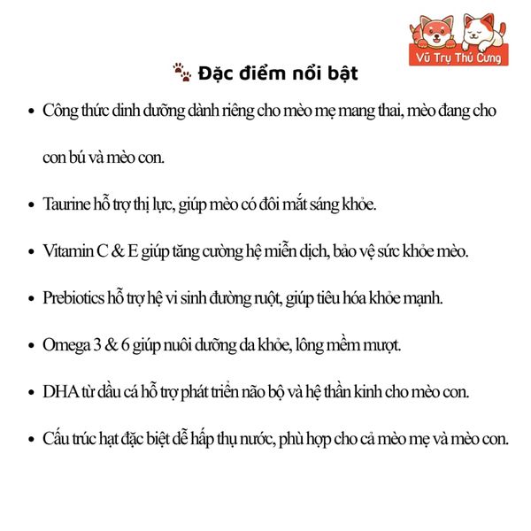 Hạt Cho Mèo Me-O Mother & BabyCat Mèo Mang Thai, Cho Con Bú, Mèo Con Dưới 2 Tháng Tuổi
