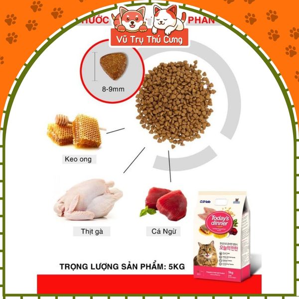(1Kg) Thức Ăn Hạt Today Dinner Cho Mèo Mọi Lứa Tuổi