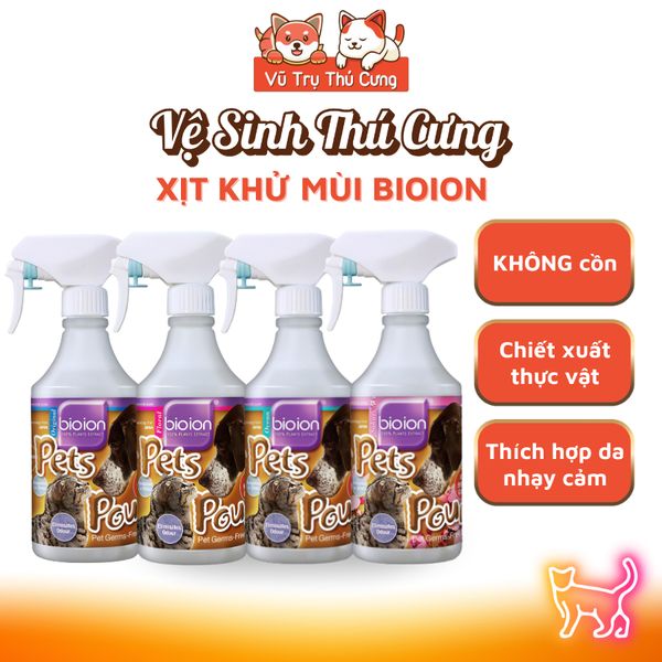 Xịt Khử Mùi Cho Thú Cưng BIOION Pet Pounce Chai 500ml, Thành Phần Lành Tính, Không Cồn