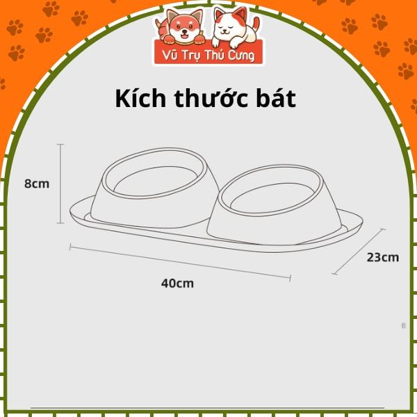 Bát Ăn Cho Chó Mèo Chống Kiến Kèm 2 Chén Inox