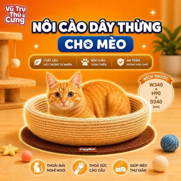 Bàn Cào Móng Cho Mèo Cattyman Kết Hợp Nôi Nằm Làm Bằng Dây Thừng