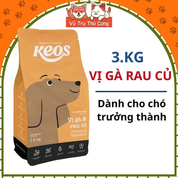 (3Kg Tặng 400g) Hạt Cho Chó Mọi Độ Tuổi Keos Giàu Dinh Dưỡng