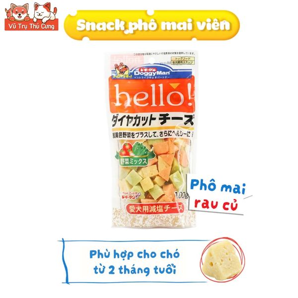 Snack Cho Chó Phô Mai Viên Doggyman Hello Túi 100g - Bổ Sung Canxi, Rau Củ