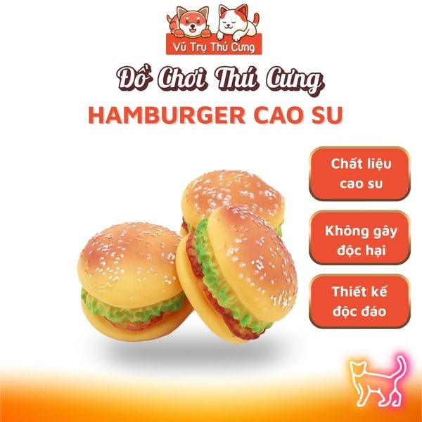 Đồ chơi gặm cho Chó bằng cao su hình bánh Hambuger