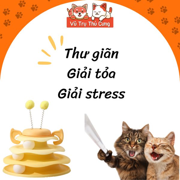 Đồ Chơi Cho Mèo-Tháp Banh 3 Tầng Có Lò Xo2
