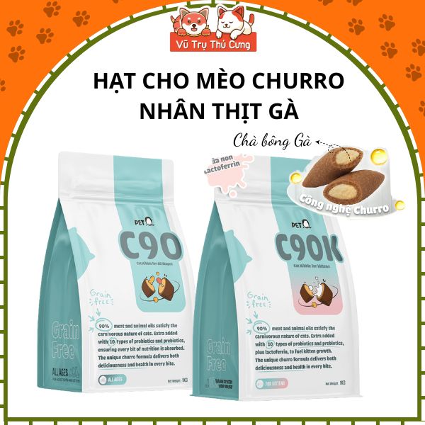 Hạt Cho Mèo Churro PetQ Nhân Thịt Gà Hỗ Trợ Mượt Lông Da 1kg