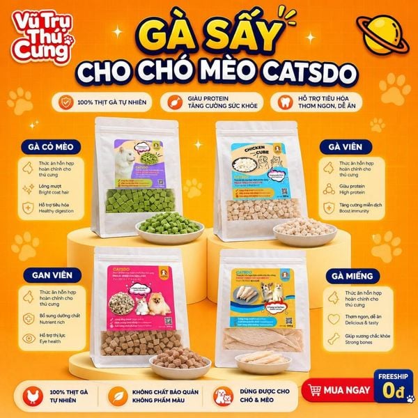 Ức Gà Sấy Khô Cho Chó mèo CATSDO 100g