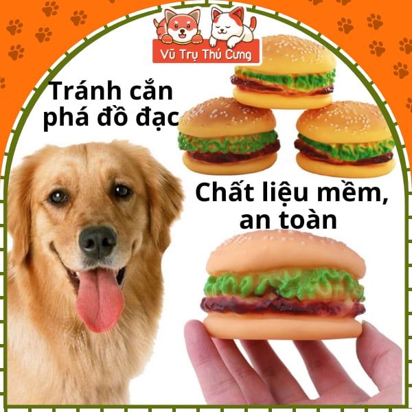 Đồ chơi gặm cho Chó bằng cao su hình bánh Hambuger