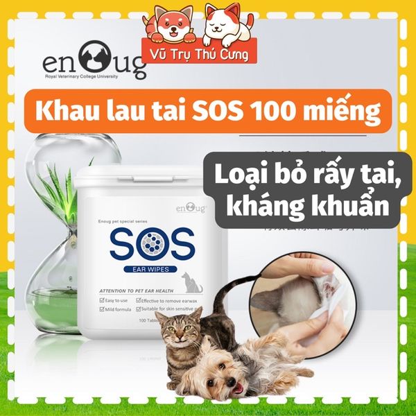 Khăn Ướt Vệ Sinh Tai Cho Chó Mèo SOS 100 miếng