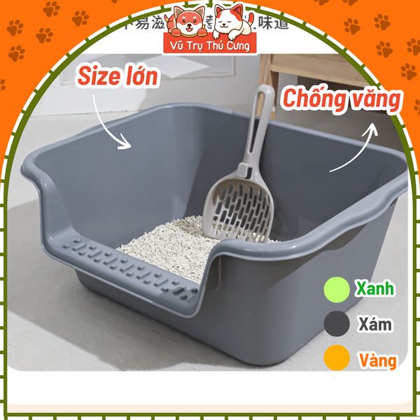 Khay Vệ Sinh Cho Mèo Có Thành Cao Chống Văng Cát (Đơn Sắc)2