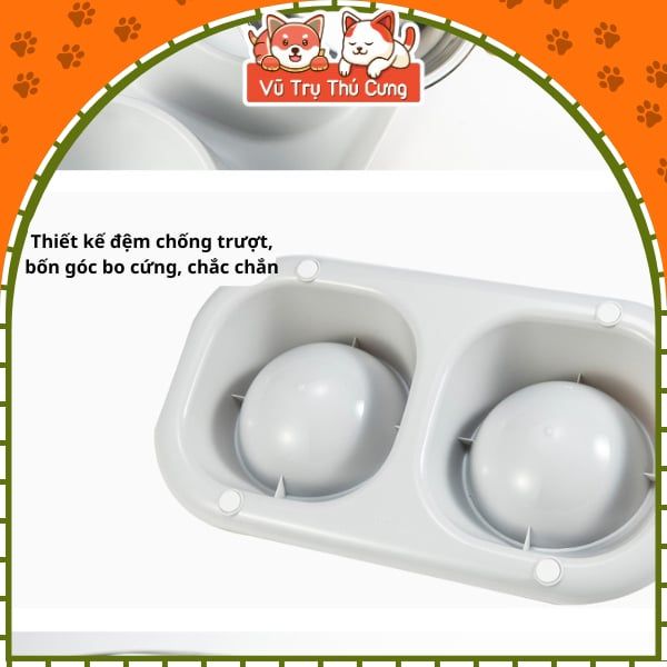 Bát Ăn Cho Chó Mèo Chống Kiến Kèm 2 Chén Inox