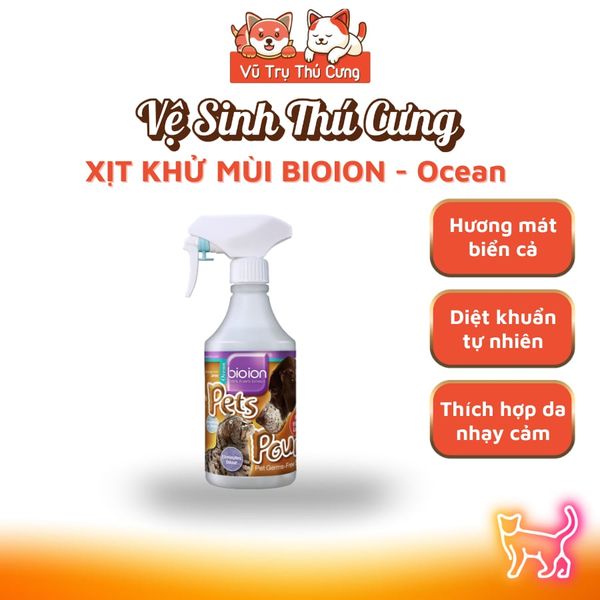 Xịt Khử Mùi Cho Thú Cưng BIOION Pet Pounce Chai 500ml, Thành Phần Lành Tính, Không Cồn