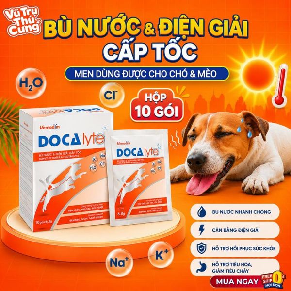 (Combo 10 Gói) Men Bù Nước Và Điện Giải Cho Chó Mèo Doca Lyte Gói 6,8g