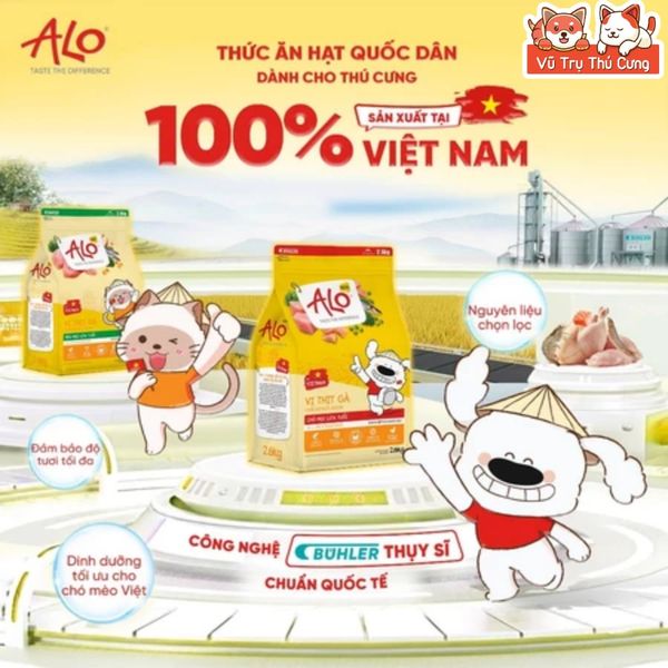 Hạt Cho Chó Alo Dog 1Kg Vị Thịt Gà, Dành Cho Chó Mọi Lứa Tuổi, Hỗ Trợ Da Bóng - Mượt Lông Da