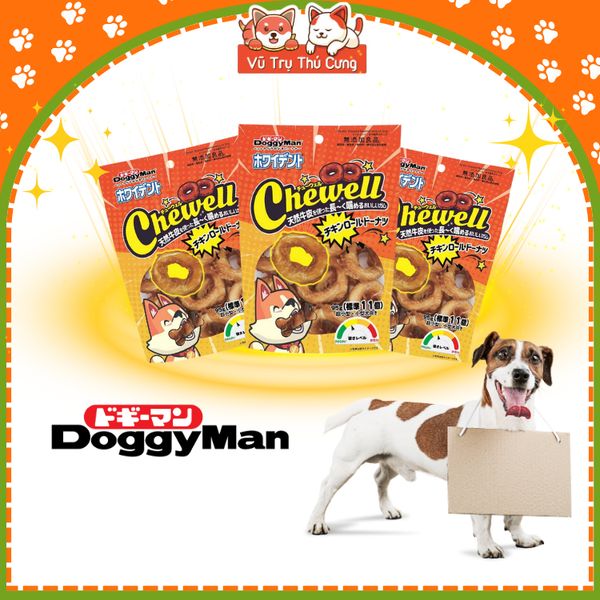 Snack Cho Chó Bánh Donut Da Bò Cuộn Thịt Gà DoggyMan 60g