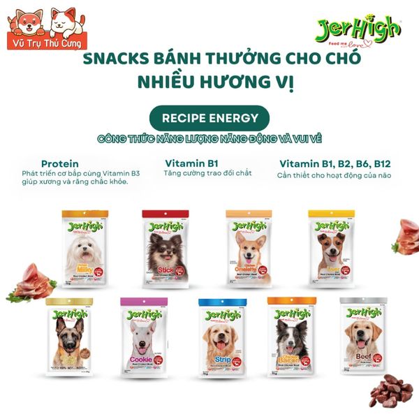 Snack Cho Chó Bánh Thưởng Jerhigh Đa Dạng Hương Vị Gói 70g