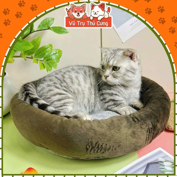 Nệm Nhung Tròn Cho Chó Mèo Đường Kính 40cm