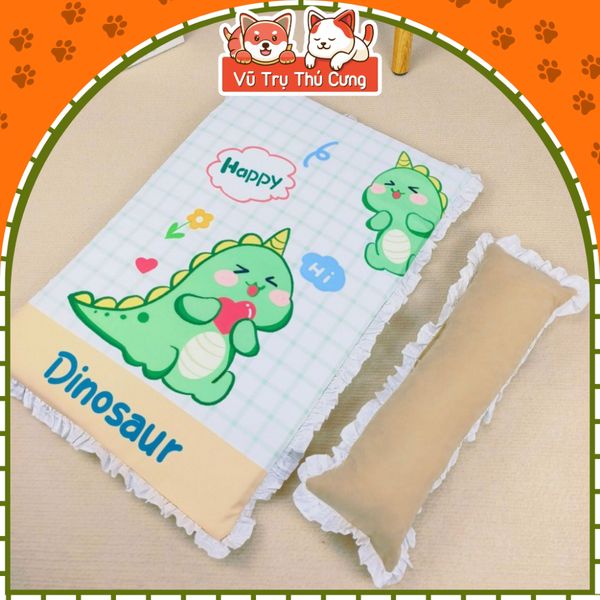 Nệm Ngủ Cho Chó Mèo Kèm Gối Họa Tiết Đáng Yêu