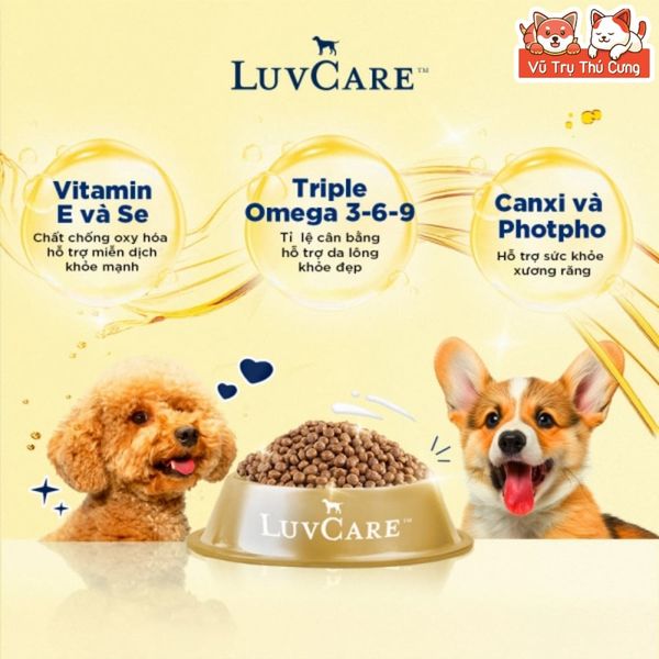 Hạt Cho Chó Luvcare 2Kg Hỗ Trợ Mượt Lông Da