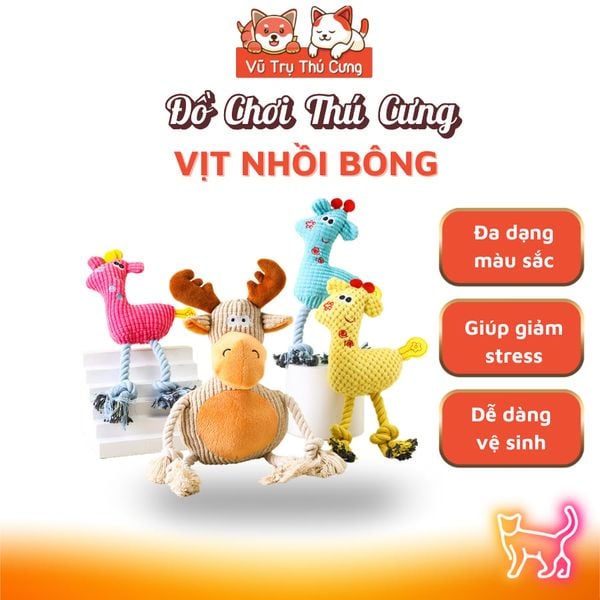 Đồ Chơi Cho Chó Mèo Gặm Hình Vịt Nhồi Bông Có Âm Thanh