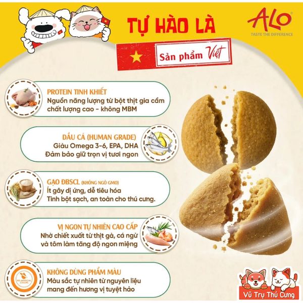 Hạt Cho Chó Alo Dog 1Kg Vị Thịt Gà, Dành Cho Chó Mọi Lứa Tuổi, Hỗ Trợ Da Bóng - Mượt Lông Da