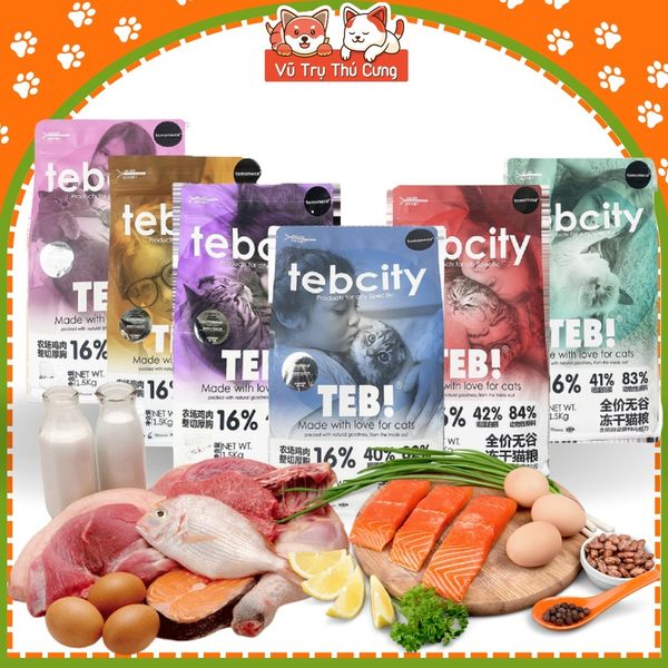 Hạt Cho Mèo Tebcity Không Độn Ngũ Cốc, Topping Gà Sấy 1Kg