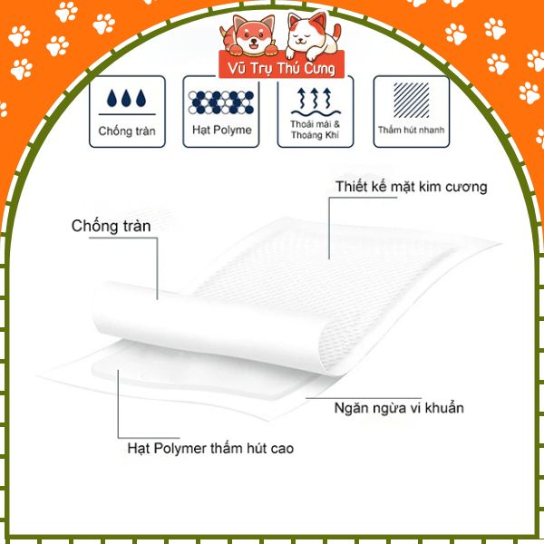 Tấm Lót Chuồng Cho Chó Mèo Chất Liệu Than Hoạt Tính Thấm Hút Tốt KAMT