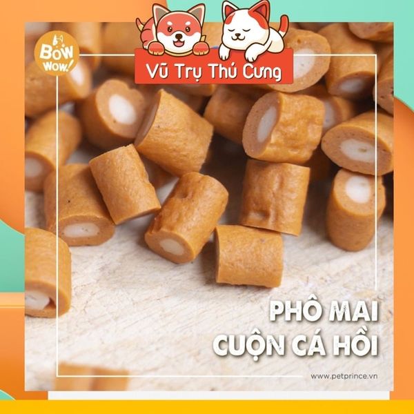 Snack huấn luyện cho Chó Phô mai cuộn Cá hồi Bowwow Cheese Roll Hàn Quốc 120g