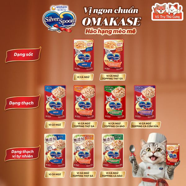 Pate Cho Mèo Silver Spoon Gói 60g Đa Dạng Hương Vị Xuất Xứ Thái Lan