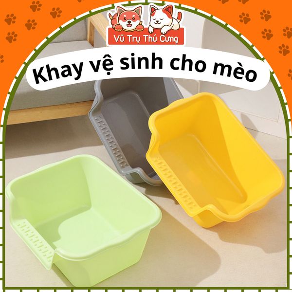 Khay Vệ Sinh Cho Mèo Có Thành Cao Chống Văng Cát (Đơn Sắc)2