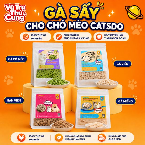 Gà Sấy CATSDO Cho Chó Mèo-Thơm Ngon, Giàu Đạm, Bổ Sung Dinh Dưỡng
