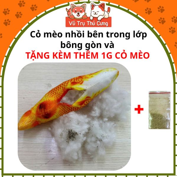 Đồ Chơi Cho Chó Mèo-Cá Nhồi Bông Kèm Catnip Thư Giãn
