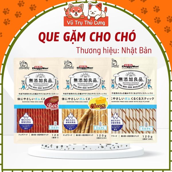 Snack Cho Chó Que Gặm Hương Sữa/Bò/Phô Mai DoggyMan 120g2