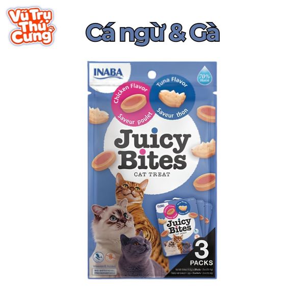 Bánh Thưởng Cho Mèo Inaba Juicy Bites Viên Mềm Gói 34G