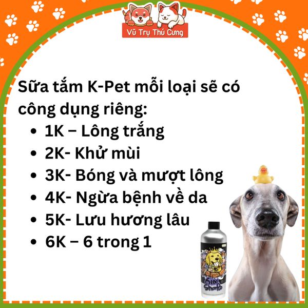 Sữa Tắm KPET cho Chó Mèo 500ml, mềm mượt lông và lưu hương lâu