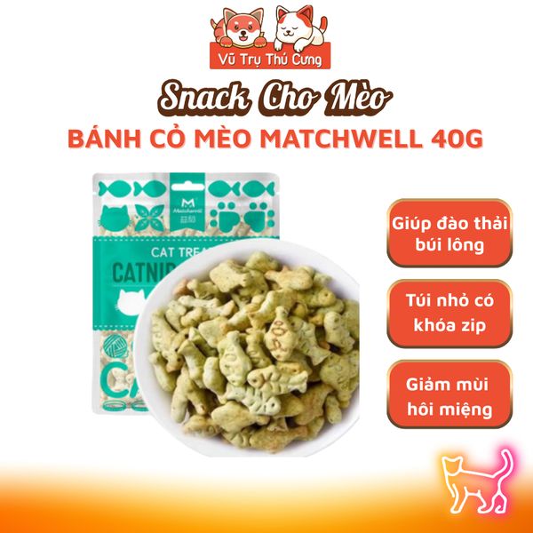 Bánh Cỏ Mèo Catnip MatchWell Tiêu Búi Lông & Giảm Hôi Miệng Cho Mèo 40g
