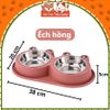 Bát Ăn Đôi Cho Chó Mèo Họa Tiết Con Ếch Dễ Thương
