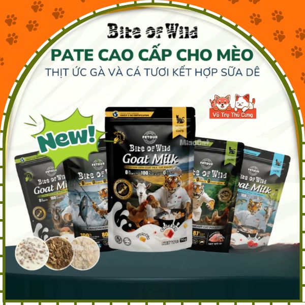 Pate Giàu Đạm Cho Mèo Nhà Bite of Wild –  Công Thức Sữa Dê New Zealand, Túi 70g2