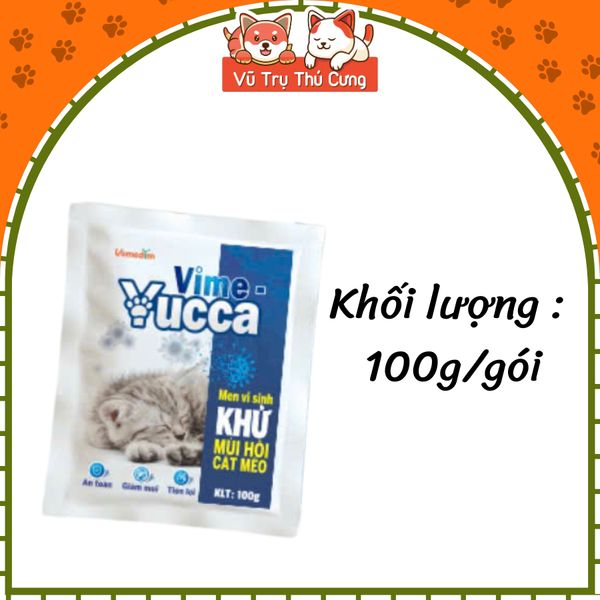 Men Vi Sinh Khử Mùi Hôi Cát Mèo, Giảm Vi Khuẩn Vime Yucca 100g2