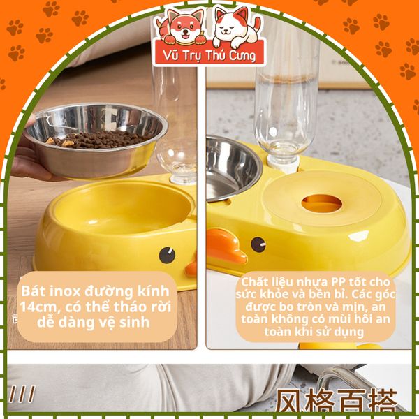Bát Ăn Đôi Cho Chó Mèo Tự Động Kèm Bình Nước