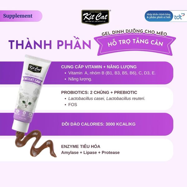 Gel Dinh Dưỡng Hỗ Trợ Tăng Cân Cho Mèo Kitcat 120g2