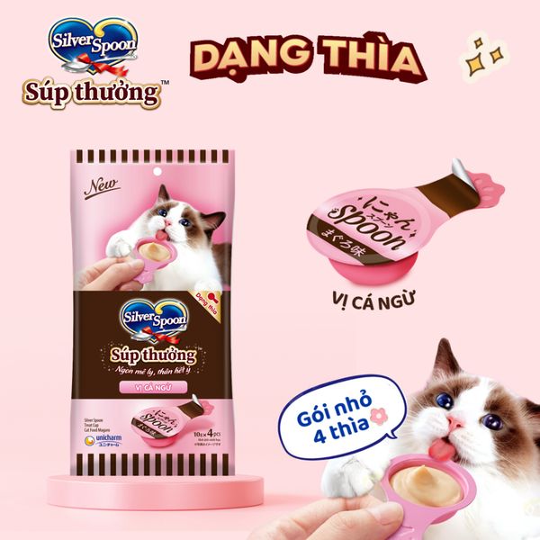 Súp Thưởng Cho Mèo Silver Spoon Thái Lan Không Ngũ Cốc, Giàu Đạm (Túi 4 Thìa)
