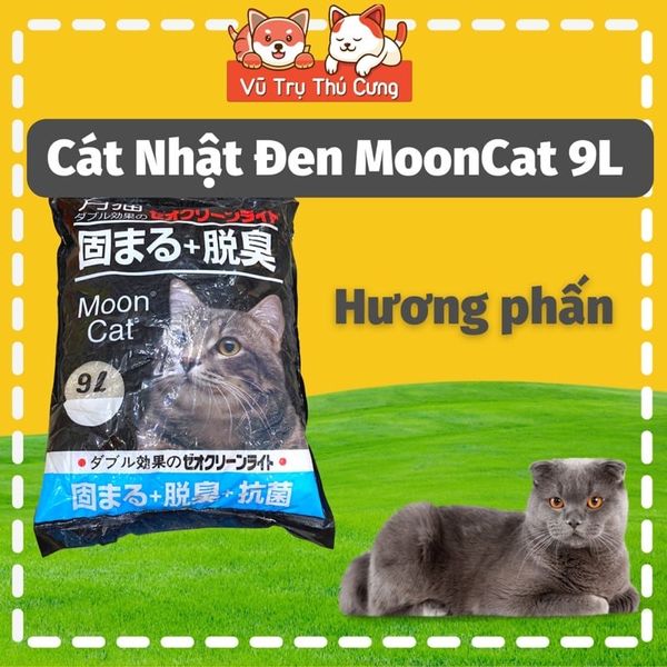 Cát Nhật Đen MoonCat 9L vệ sinh cho mèo, vón cục, khử mùi tốt
