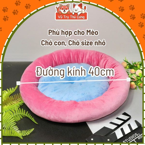 Nệm Nhung Tròn Cho Chó Mèo Đường Kính 40cm