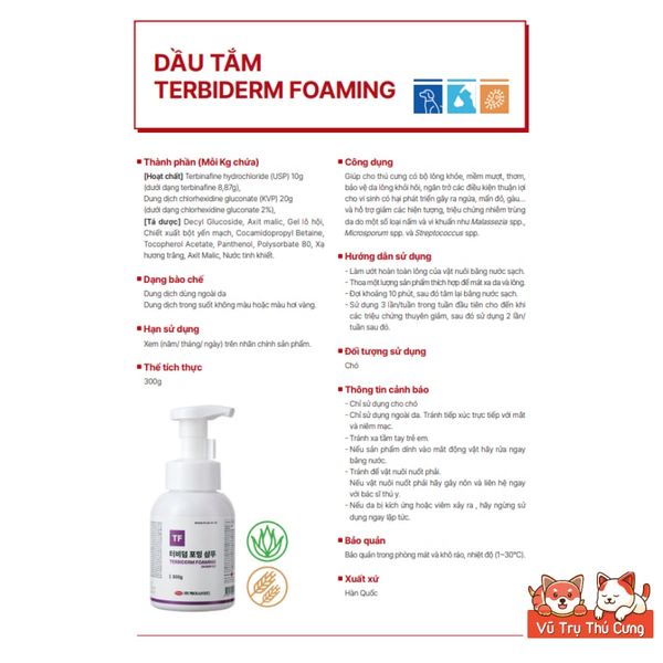 Sữa Tắm Terbiderm Cho Chó 300ml - Hỗ Trợ Nấm Da, Giảm Ngứa, Chiết Xuất Tự Nhiên-Thương Hiệu CareSide