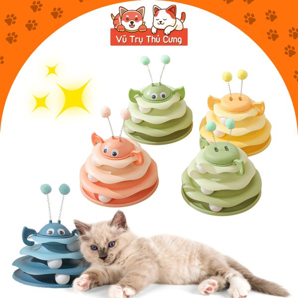 Đồ Chơi Cho Mèo-Tháp Banh 3 Tầng Có Lò Xo2
