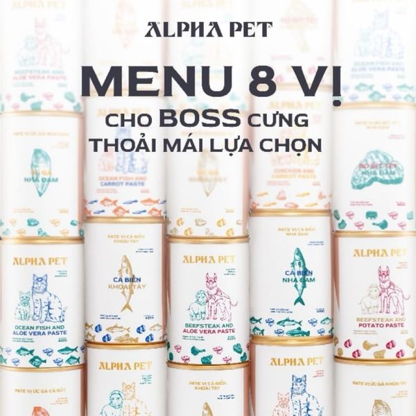 Pate Cho Chó Mèo Alpha Pet Từ Thịt và Rau Củ 400g