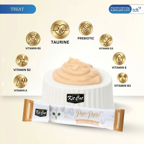 Súp Thưởng Cho Mèo Kitcat Purr Puree Túi 5 Thanh - Bổ Sung Vitamin, 100% Tự Nhiên
