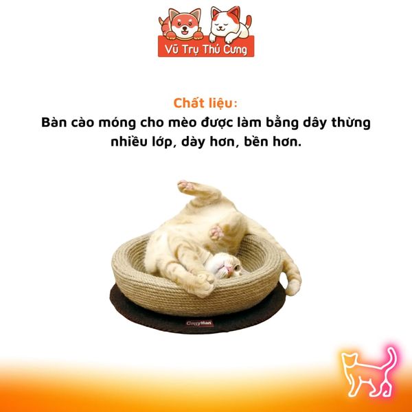 Bàn Cào Móng Cho Mèo Cattyman Kết Hợp Nôi Nằm Làm Bằng Dây Thừng