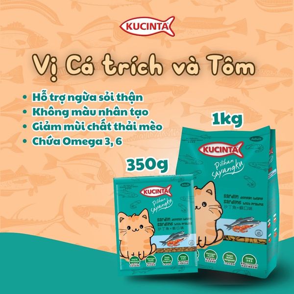 Thức Ăn Hạt Cho Mèo Kucinta Thái Lan 1Kg